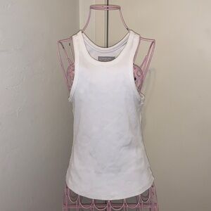 -Everlane White Organic Cotton Ribbed Stretch Tank Top #F-T-CTN-SLF-CUT- Small